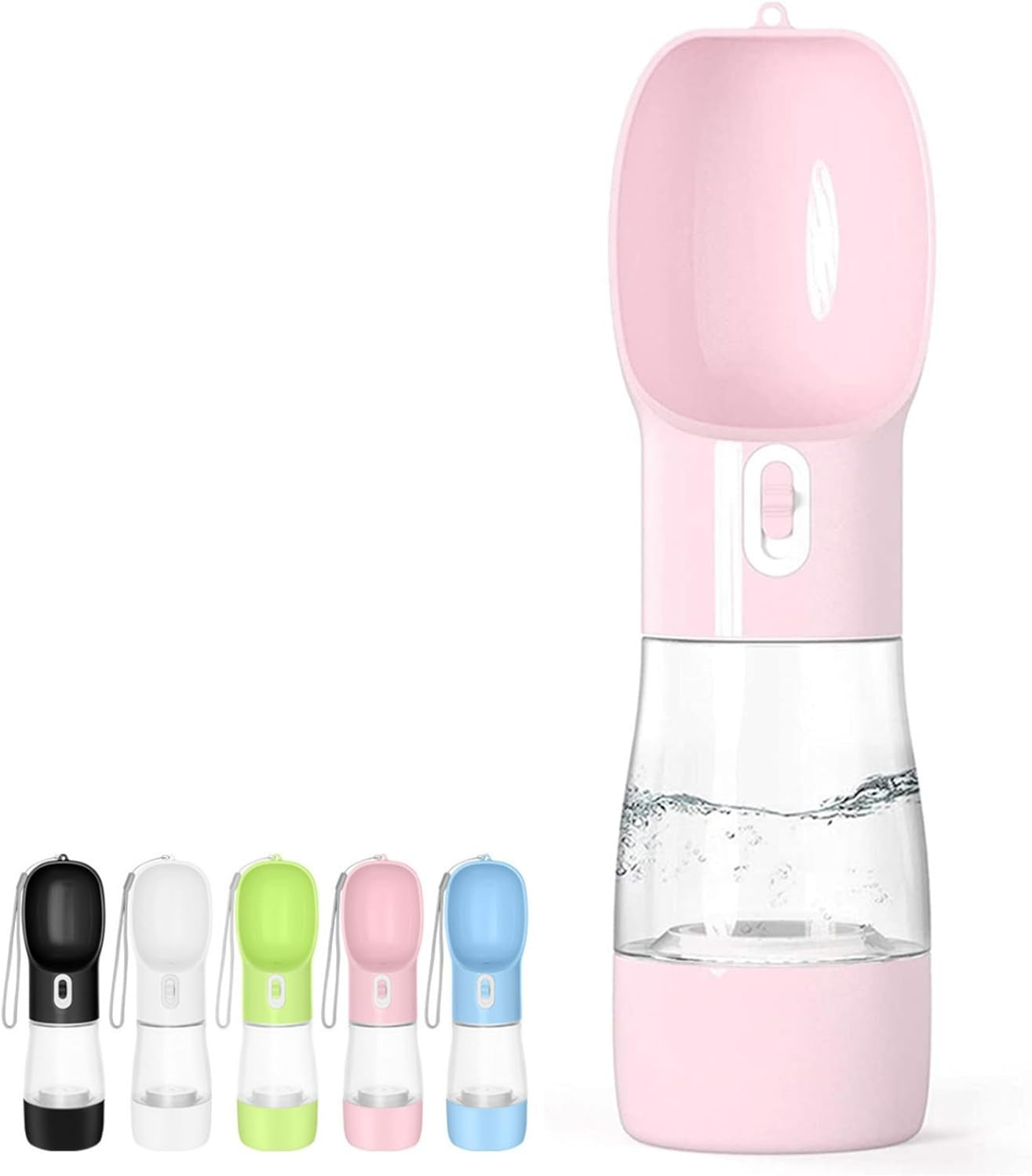 Outdoor Dog Water Bottle Dispenser - Leak Proof Water Bottle for Dogs on the Go with Food Container Multifunctional Travel Dog Water Bottle(Pink)