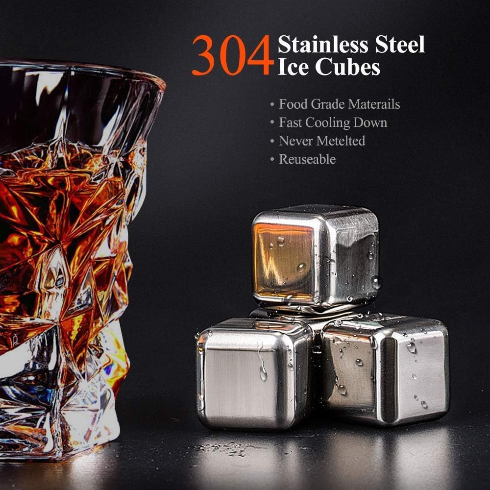 Whiskey Gifts for Men Dad, Whiskey Glasses Set with 8 Reusable Whiskey Stones, Drinking Gifts for Boyfriend Him, Cool Whiskey Gifts for Birthday House Warming Anniversary Christmas, 11Oz