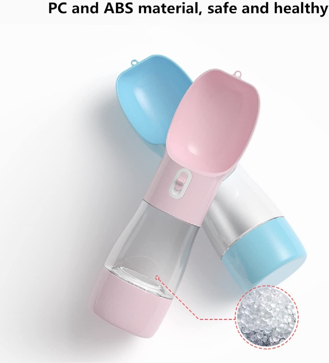 Outdoor Dog Water Bottle Dispenser - Leak Proof Water Bottle for Dogs on the Go with Food Container Multifunctional Travel Dog Water Bottle(Pink)