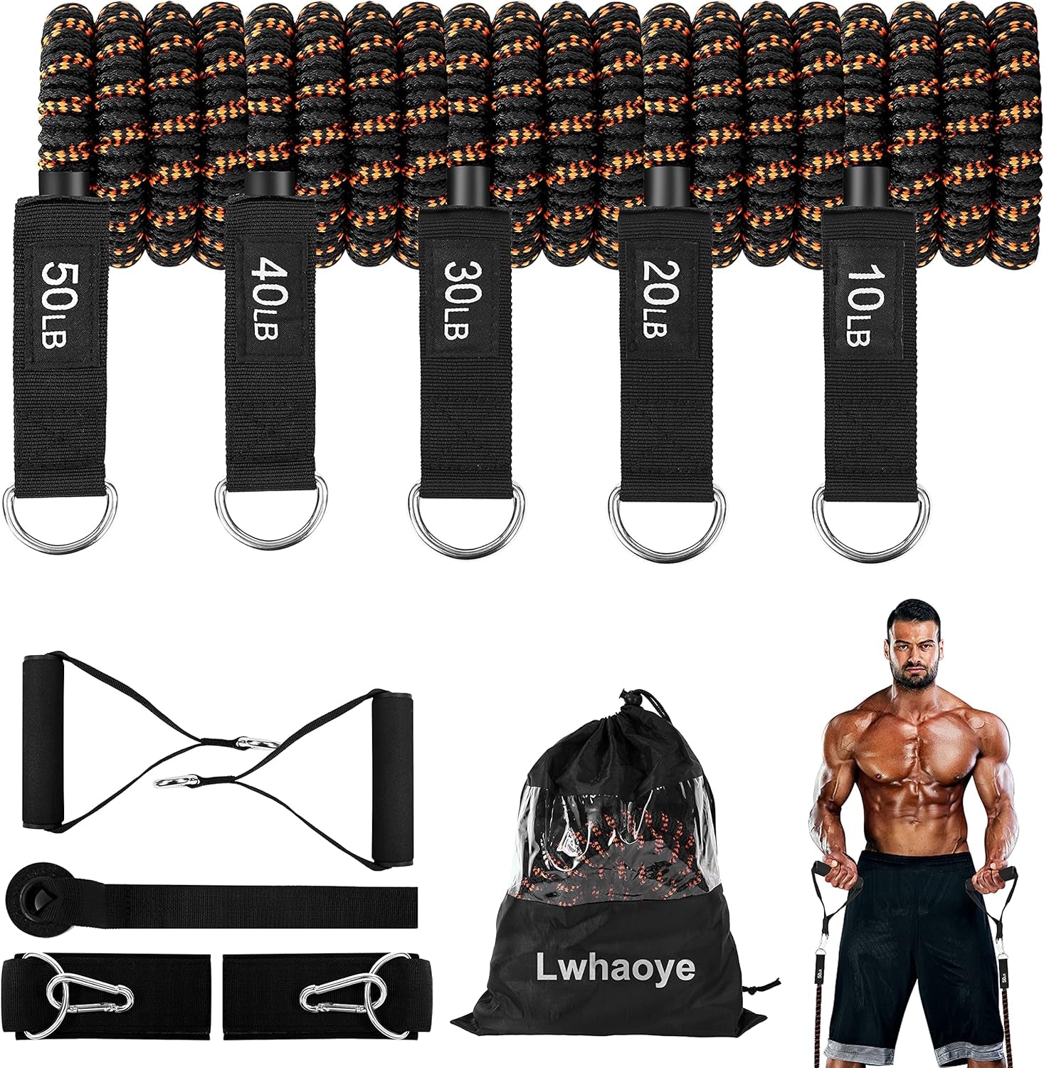 Resistance Bands for Working Out, Resistance Band Set with Handles,Multi-Weight Optional Exercise Bands,Workout Bands for Training at Home,Gym Office Outdoor Training Bands for Working Out