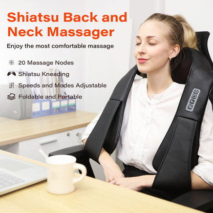 Shiatsu Neck Shoulder and Back Massager with Heat, Electric Deep Tissue 4D Kneading Massage