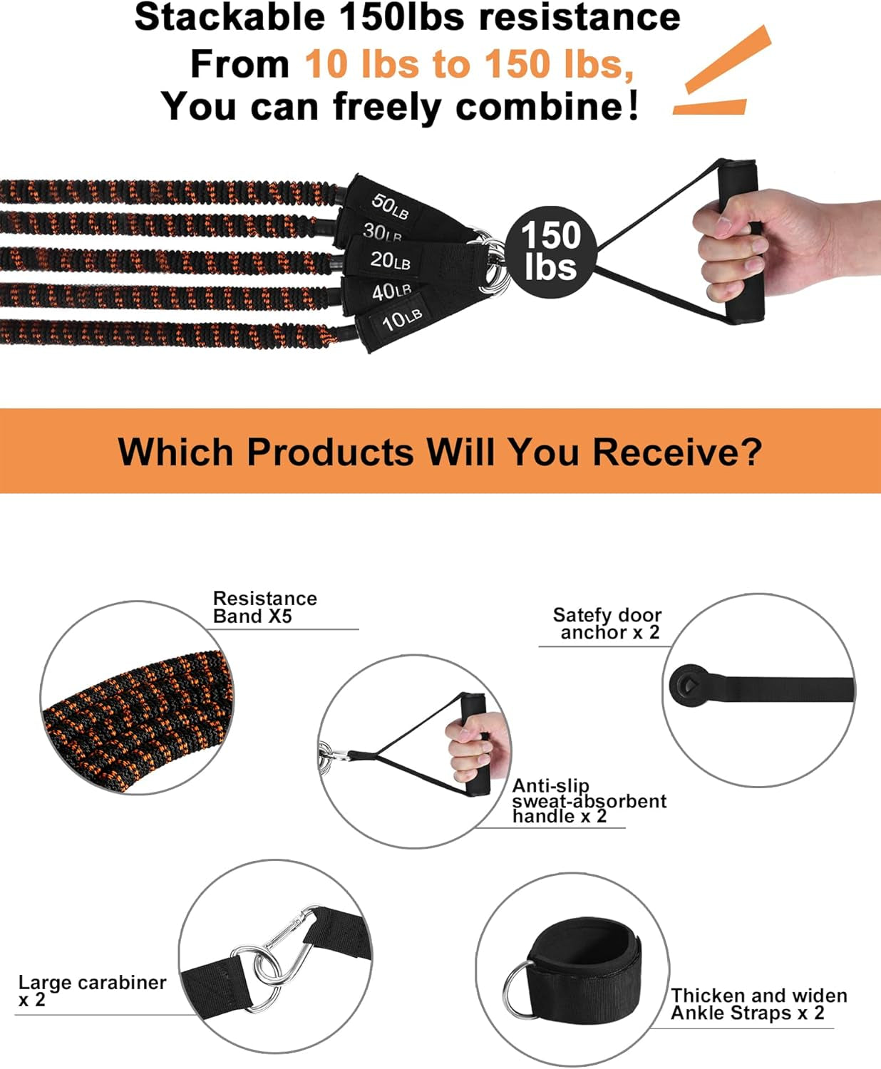 Resistance Bands for Working Out, Resistance Band Set with Handles,Multi-Weight Optional Exercise Bands,Workout Bands for Training at Home,Gym Office Outdoor Training Bands for Working Out