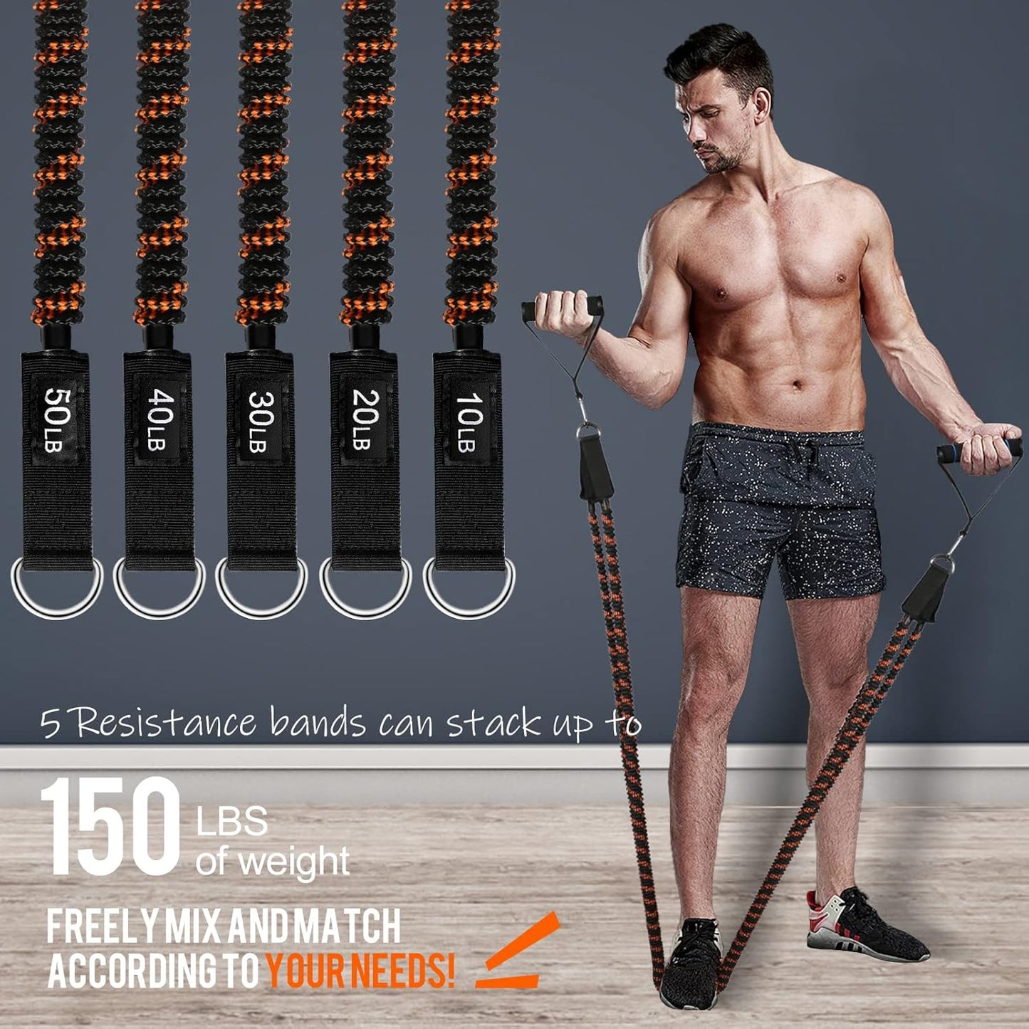 Resistance Bands for Working Out, Resistance Band Set with Handles,Multi-Weight Optional Exercise Bands,Workout Bands for Training at Home,Gym Office Outdoor Training Bands for Working Out