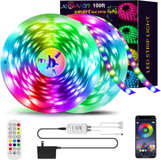 Led Strip Lights 100Ft RGB Led Lights 5050 Led Strips, Smart Led Lights Strip Music Sync Color Changing Lights with App Control,Led Lights for Christmas Bedroom TV Home Party Decoration