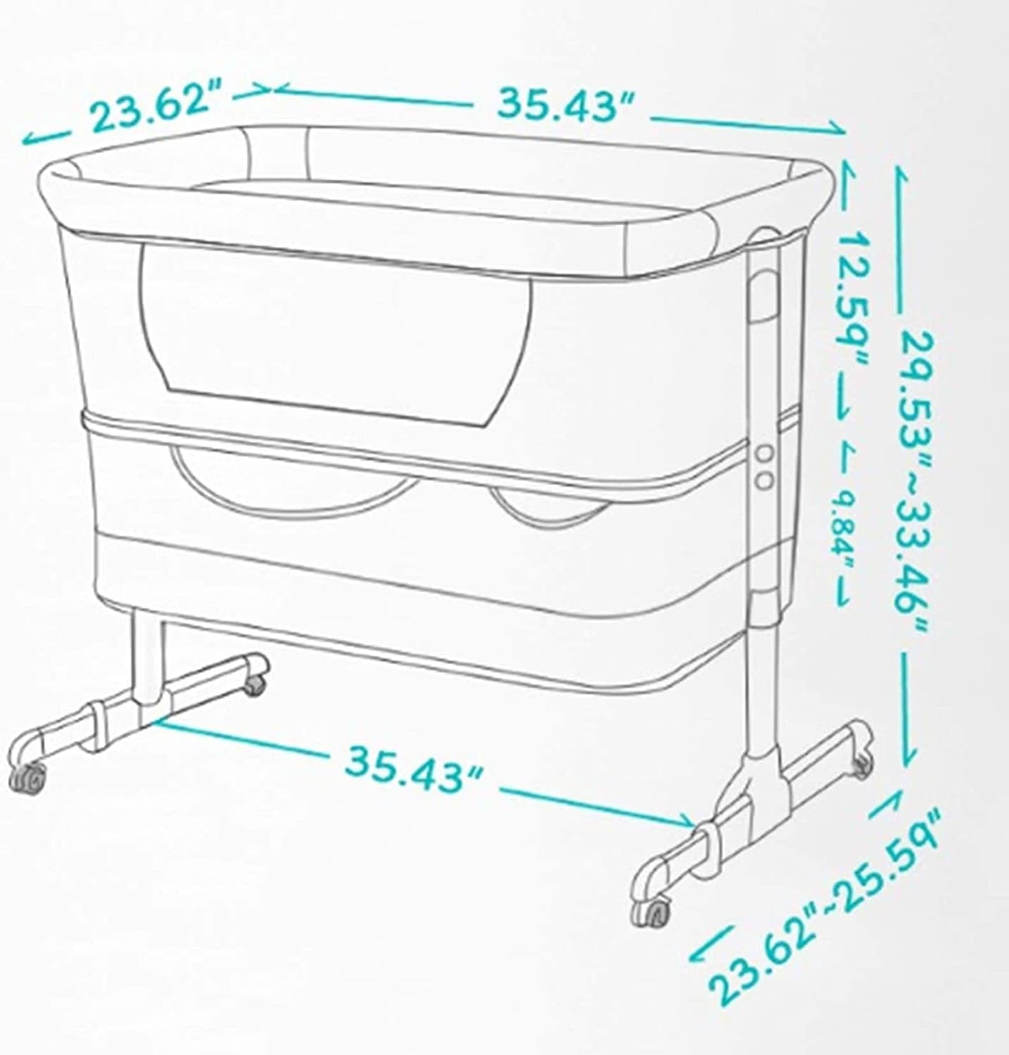 3In1 Bedside Crib for Girl or Boy, Bedside Sleeper for Baby Portable and Adjustable Crib with Mosquito Net for Newborn Baby,Deep Khaki