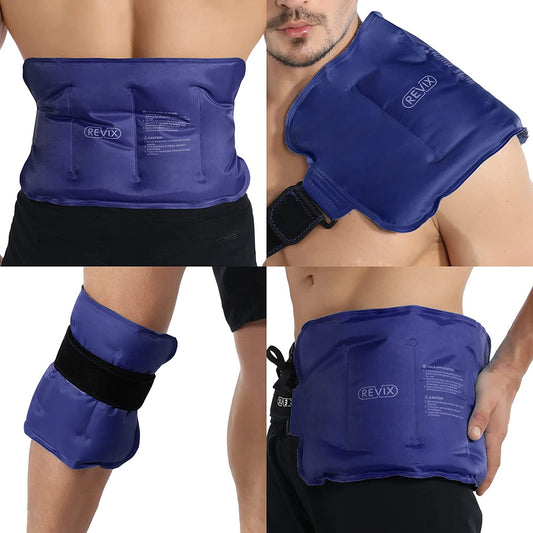 Ice Pack for Injuries Reusable Gel for Lower Back Pain Relief, Cold Packs for Back Shoulder, Hip, Wrap around Entire Knee, Cold Compress Reduce Swelling, Bruises,16 × 9 "