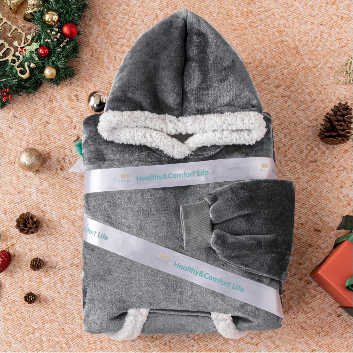 Wearable Blanket Hoodie for Women/Kids/Men, Oversized & Cozy Sherpa Lined Hoodie Sweatshirt Blanket